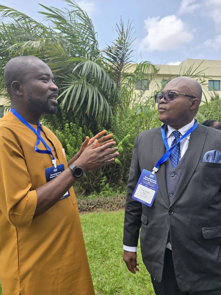 Dr. Ibrahim in a conversation with Prof Duku Osei, Former Vice Chancellor S.D. Dombo University of Business and Integrated Development Studies